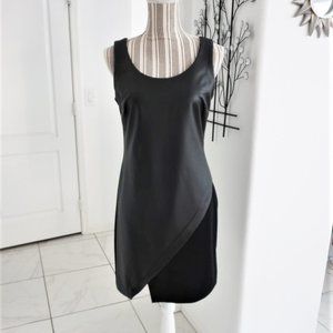 Metaphor Faux Leather Asymmetric Hemline Tank Dress Sleeveless Ponte S Scooped